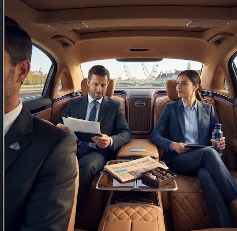 Best London Chauffeur Service – Executive passengers in Mercedes S-Class interior
